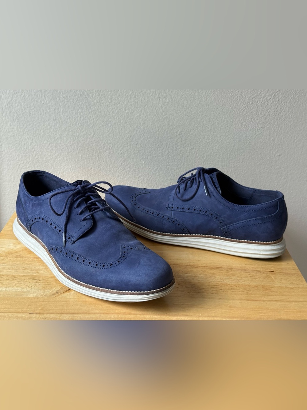Cole Haan OriginalGrand Wingtip Oxford Blue Nubuck Men’s Size 13M C28875